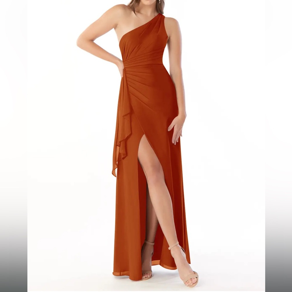 Azazie One-Shoulder Paprika Dress